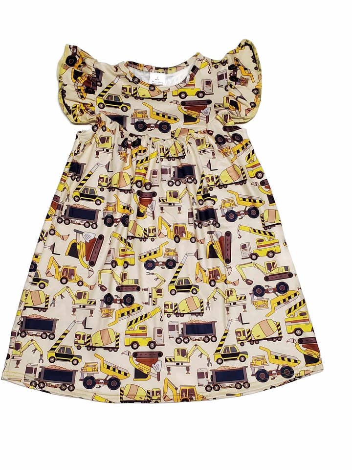 Construction Milk Silk Flutter Dress for wholesale by Great Lakes Kids Apparel