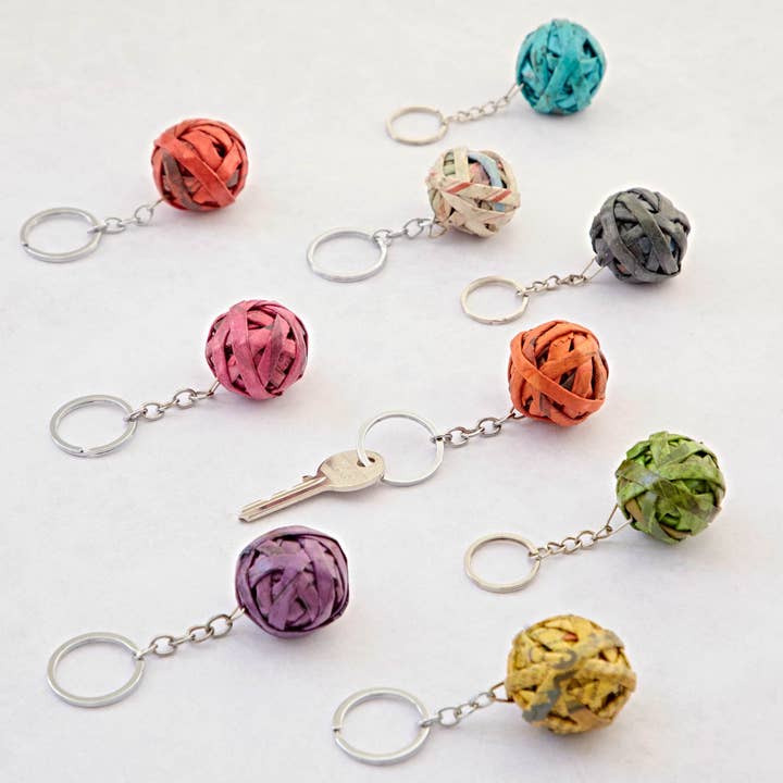 The Paper High Gift Company Limited - Wholesale Keychain - Women's - Recycled Newspaper Ball Keyring - Key Chain