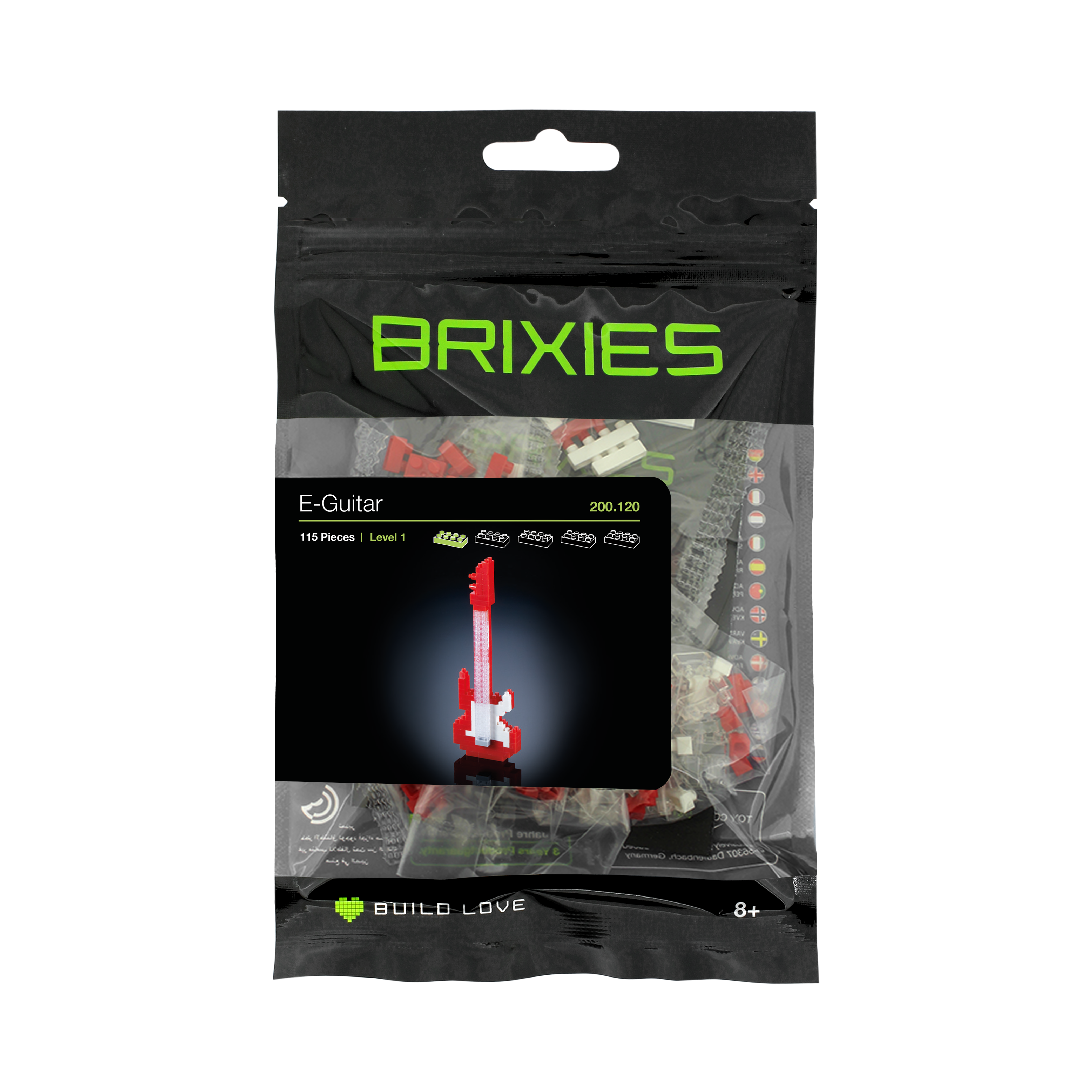 Brixies – wholesale Build-a-toy – Child – BRIXIES electric guitar red2