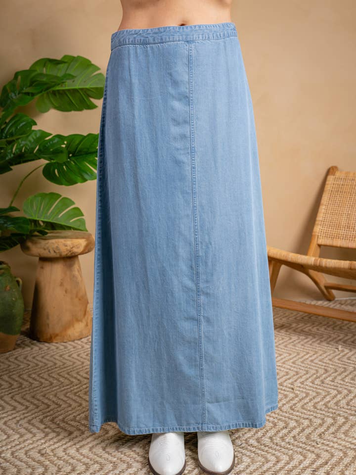 Lt Wash 4215-CAP Tencel Denim Maxi Skirt - Length 37" for wholesale on Faire