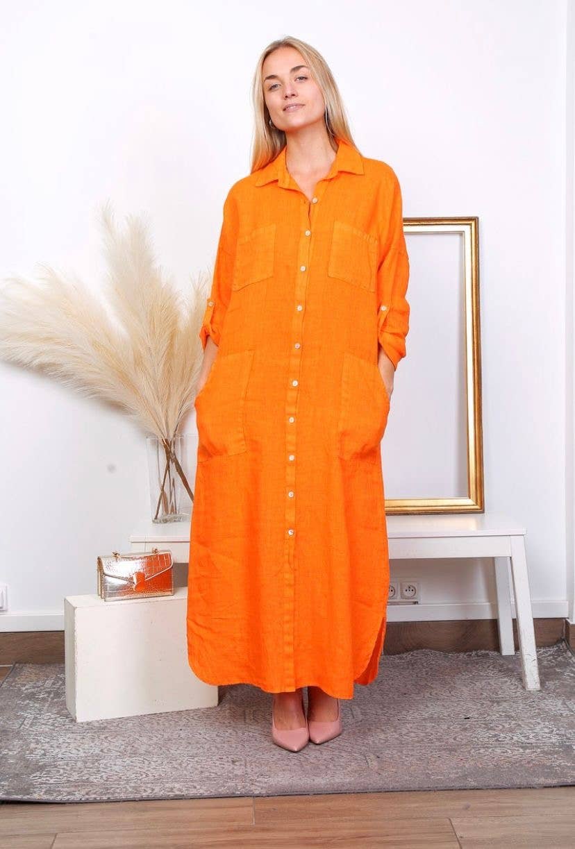 LÉA & LUC - Wholesale Dress - Women's - Long Dresses in 100% Linen REF. 114943