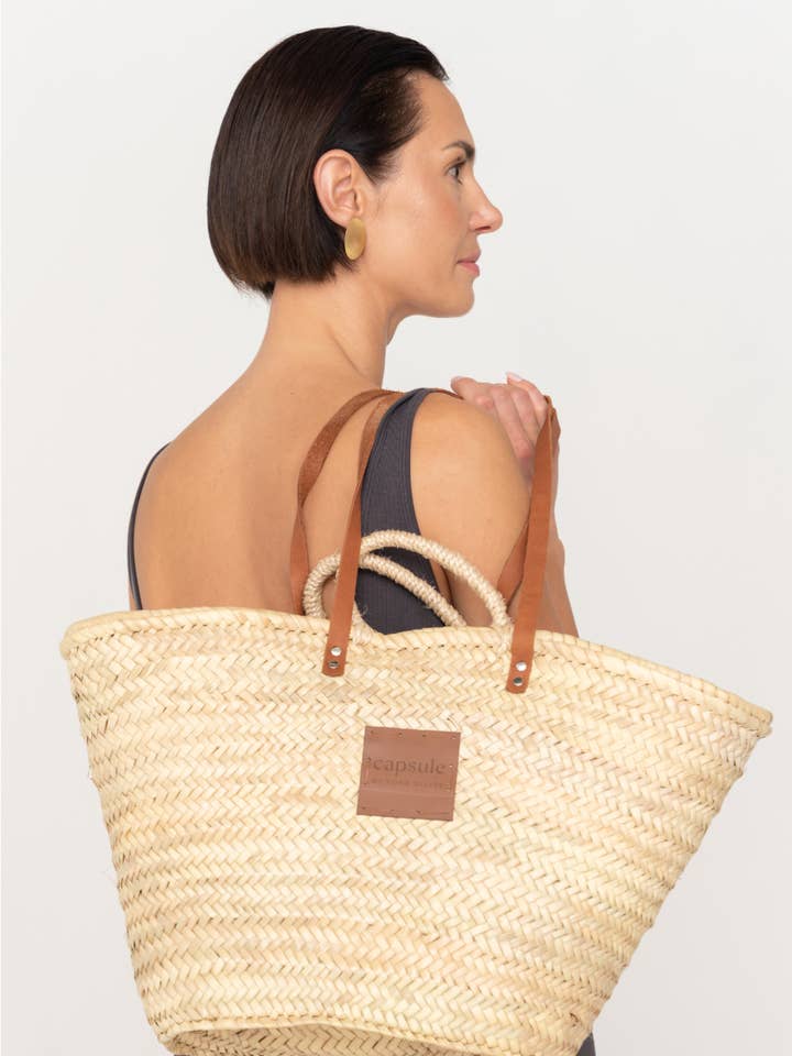 Bolso tote de rafia 'MENORCA' | bolsa de playa de fibras naturales de palma para venta al por mayor de CAPSULE by Agnė Gilytė