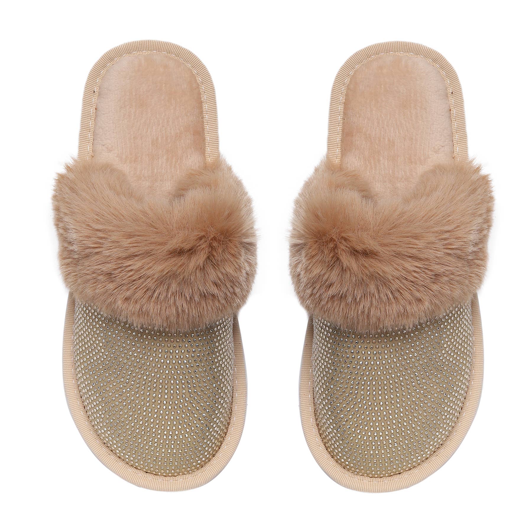 Natalie Mills - Wholesale Slippers - Women's - Lora Closed Toe Rhinestone Faux Fur Slippers4
