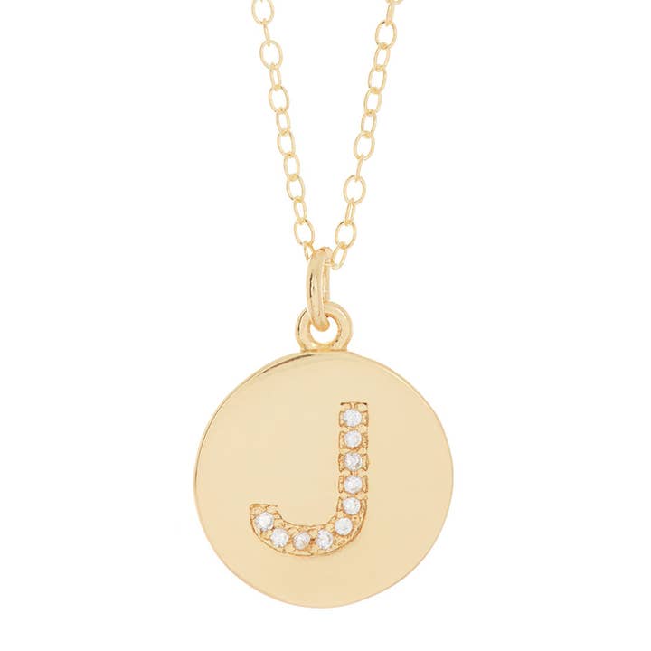 Adornia - Vendita all'ingrosso Collana con ciondolo/pendaglio - Collana iniziale Pave Disc argento oro11