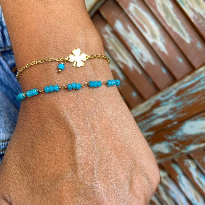 Christina Christi - Wholesale Charm/Dangle Bracelet - Gold Lucky Bracelet, Four Leaf Clover Bracelet, Rosary Brace