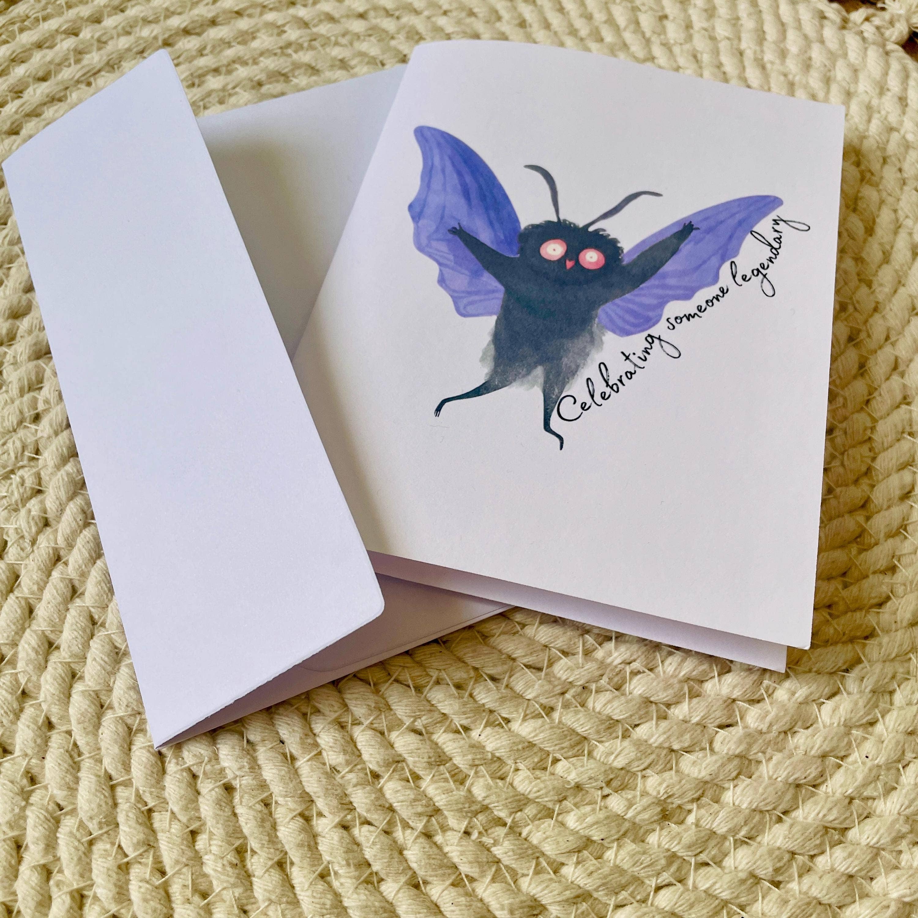 Cryptic Paper Co. - Wholesale Everyday Greeting Card - Cute Mothman Fairy Cryptid Card For Birthday or Celebration 6