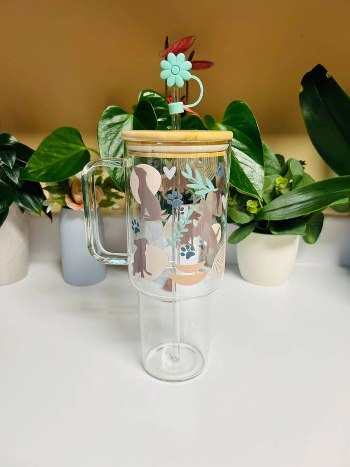 40oz Glass Tumbler, Dog Lover Iced Coffee Cup, Pet Mom Gift for wholesale by MommyandMarie