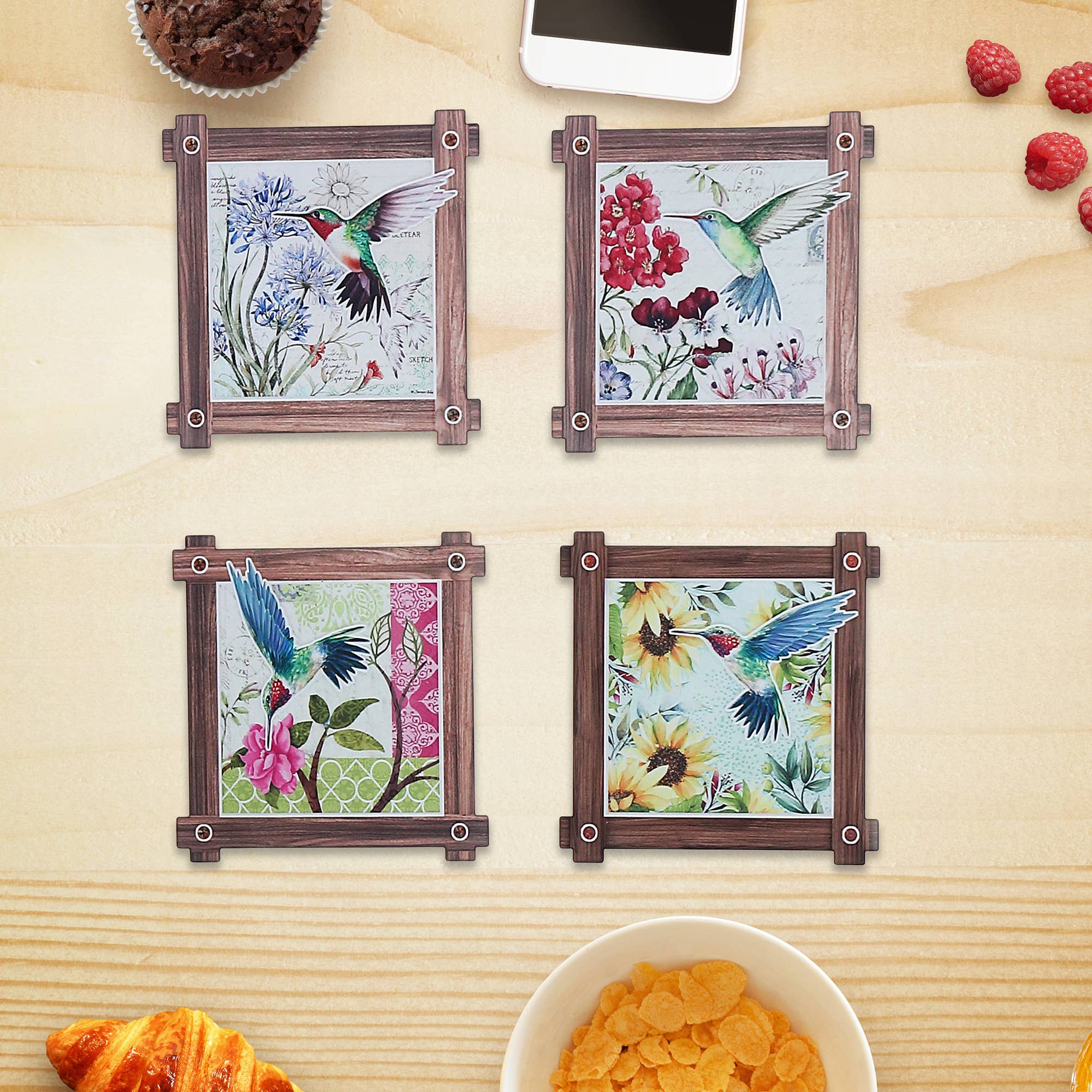 Multi Quadratischer Keramik-Untersetzer Kolibri Assed, 20,3 cm für den Großhandel auf Faire1