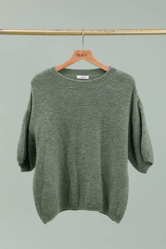 NAÏS PARIS - Wholesale Knit Sweater - Women's - ROUND NECK SHORT SLEEVE SWEATER IN SUPERFINE ALPACA21