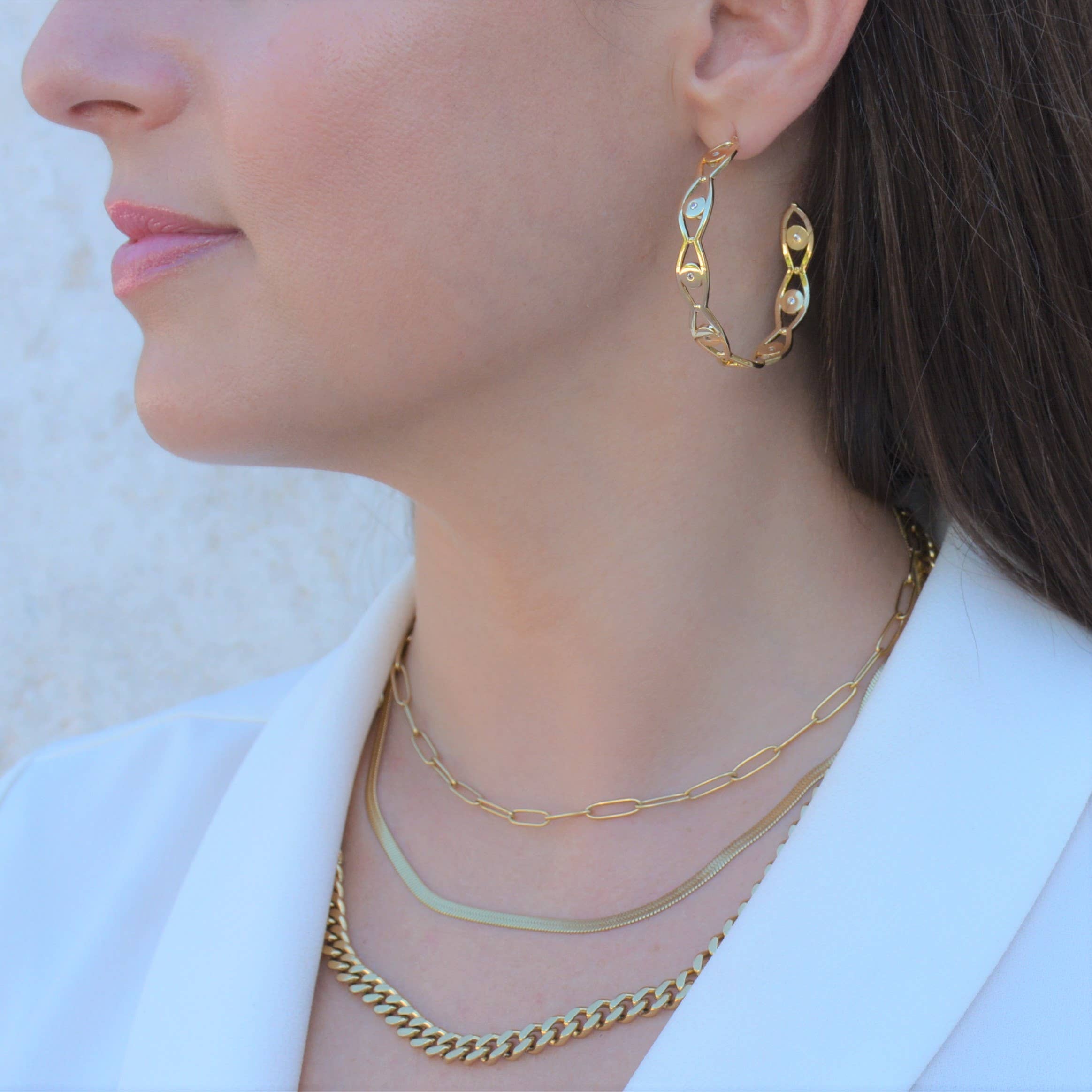 Liza Schwartz Jewelry - Wholesale Hoop Earrings - Evil Eye Hoops - Click for more colors3