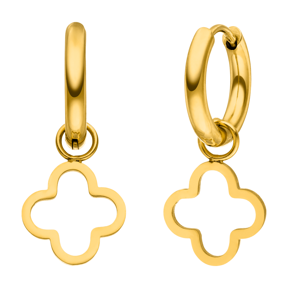 Schmuckgroßhandel – Engroshandel Huggie-øreringe – Simple Clover-øreringe | 18K forgyldt0
