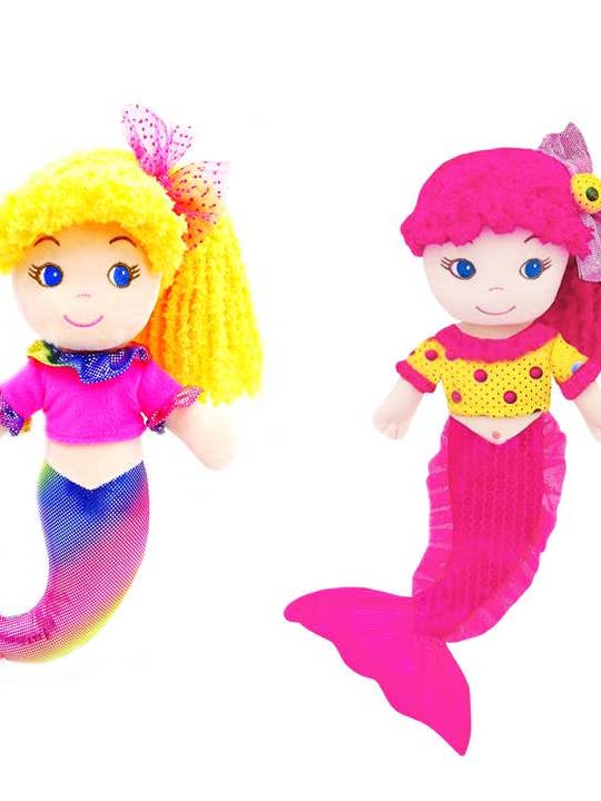 Sparkle Mermaid Plush Doll sæt med 2 for engroshandel hos GirlzNDollz