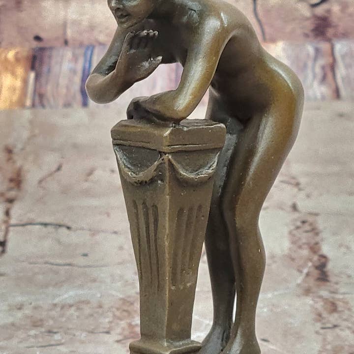 Bronzhaus - Wholesale Sculpture - Greek Faun Satyr & Nymph Girl Erotic Nude Bronze Bookend Sculpture Figures4