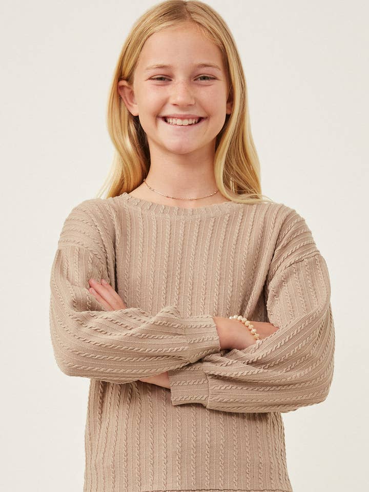 Mädchen Zopfmuster Langarmshirt für den Großhandel von Hayden LA