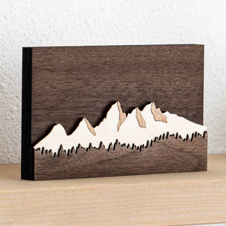 Mountains Mini Desk 3D Wood Art for wholesale by Path and Oak