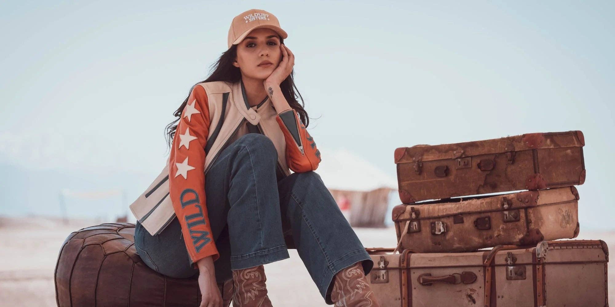 WILDUST - Wholesale Leather Jacket - Women's - STARS & STRIPES JACKET - BRICK2