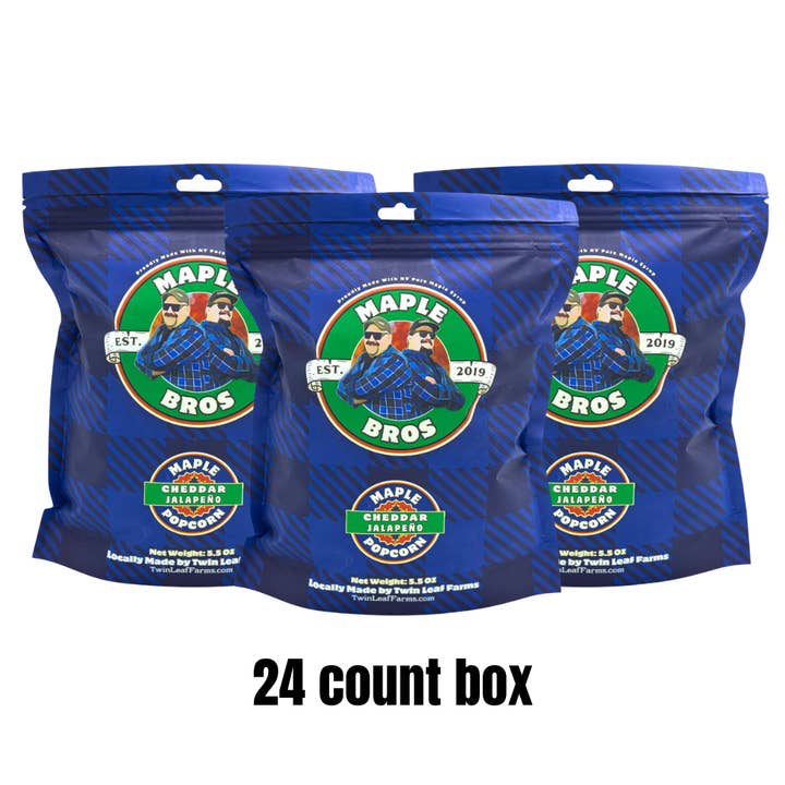 Twin Leaf Farms - Wholesale Popcorn - Maple Bros Maple Popcorn 24 count Case1