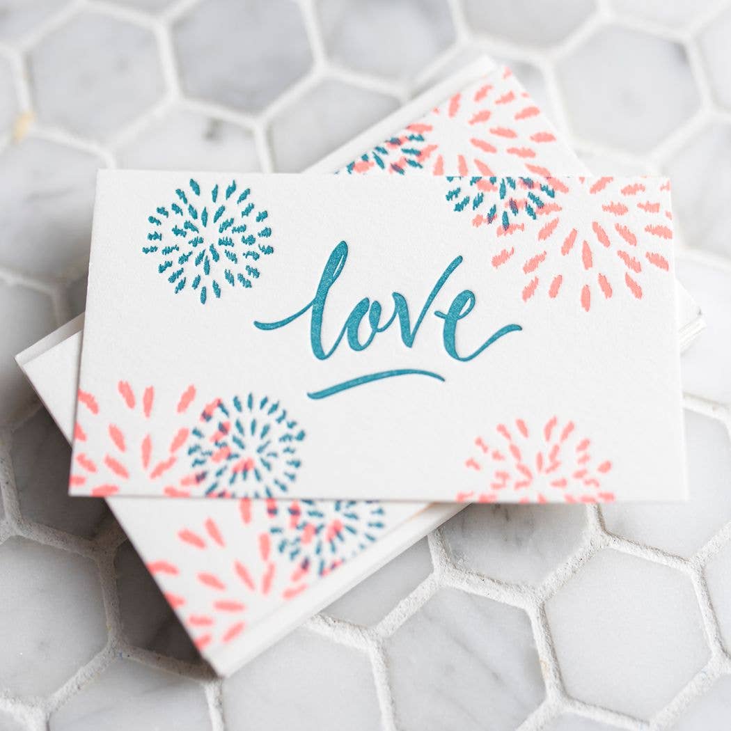 Porchlight Press Letterpress – wholesale Kontorsmateriel/Notecard Set – Kalligrafi Mini Note - Box set om 125