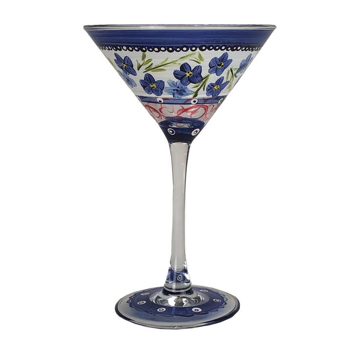 Barcelona Blue Flowers Martini per la vendita all'ingrosso da parte di Golden Hill Studio