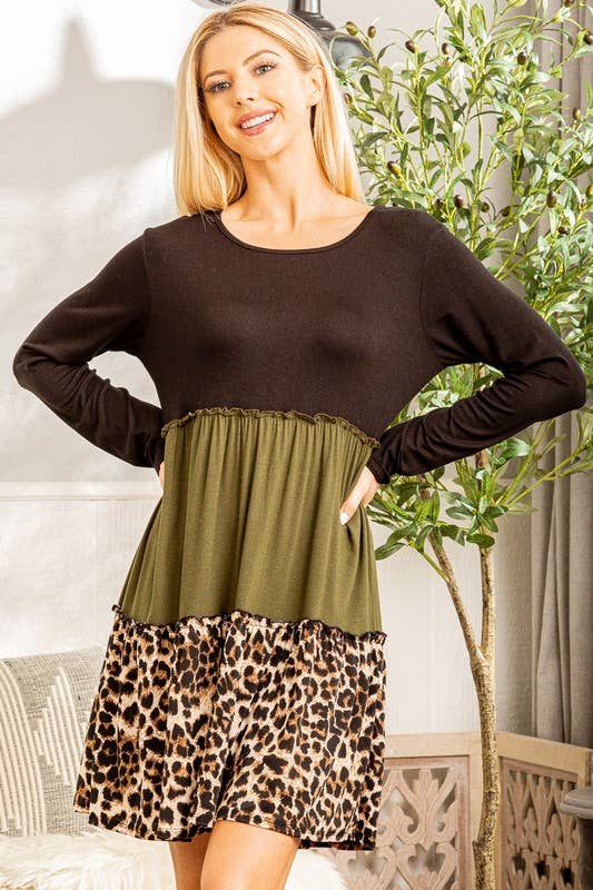 HEIMISH - Wholesale Dress - Women's - SD1191-10  SOLID AND ANIMAL DRESS3