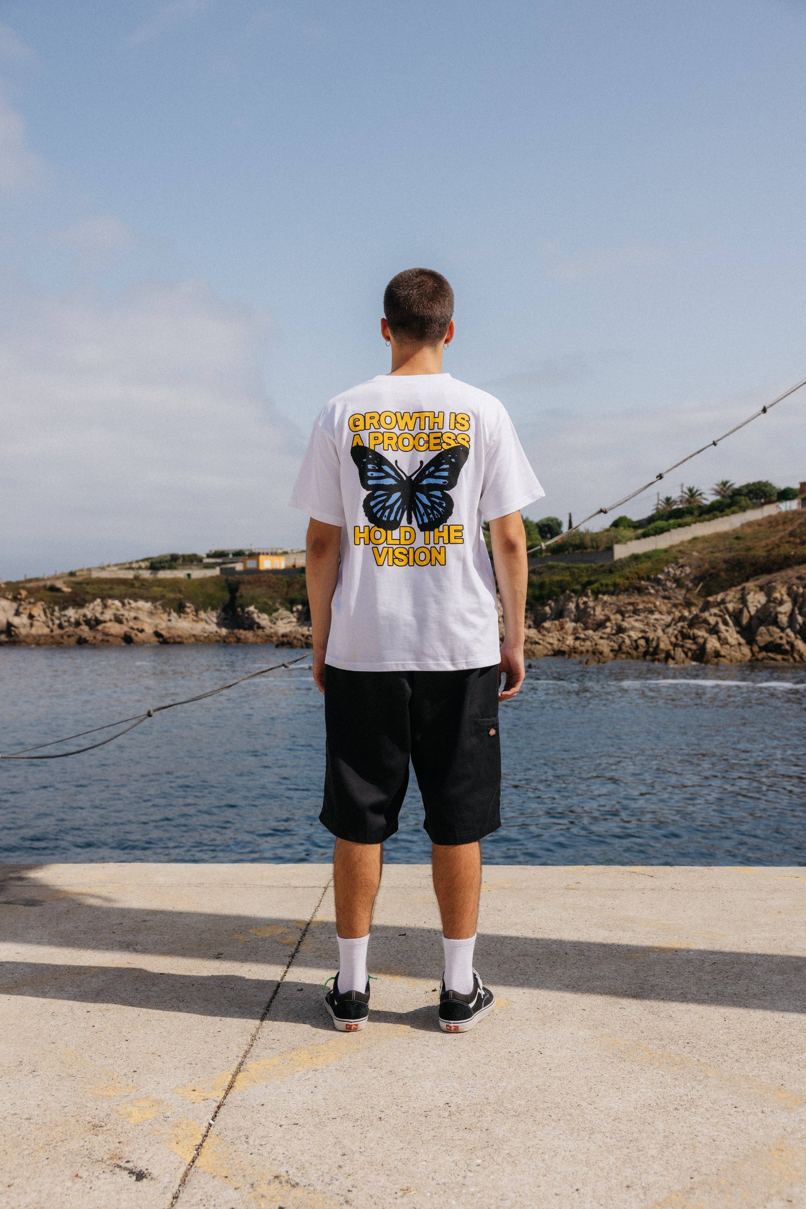 NWHR - Wholesale Screen Printed T-Shirt - Unisex - Butterfly white T-shirt - Organic Cotton5