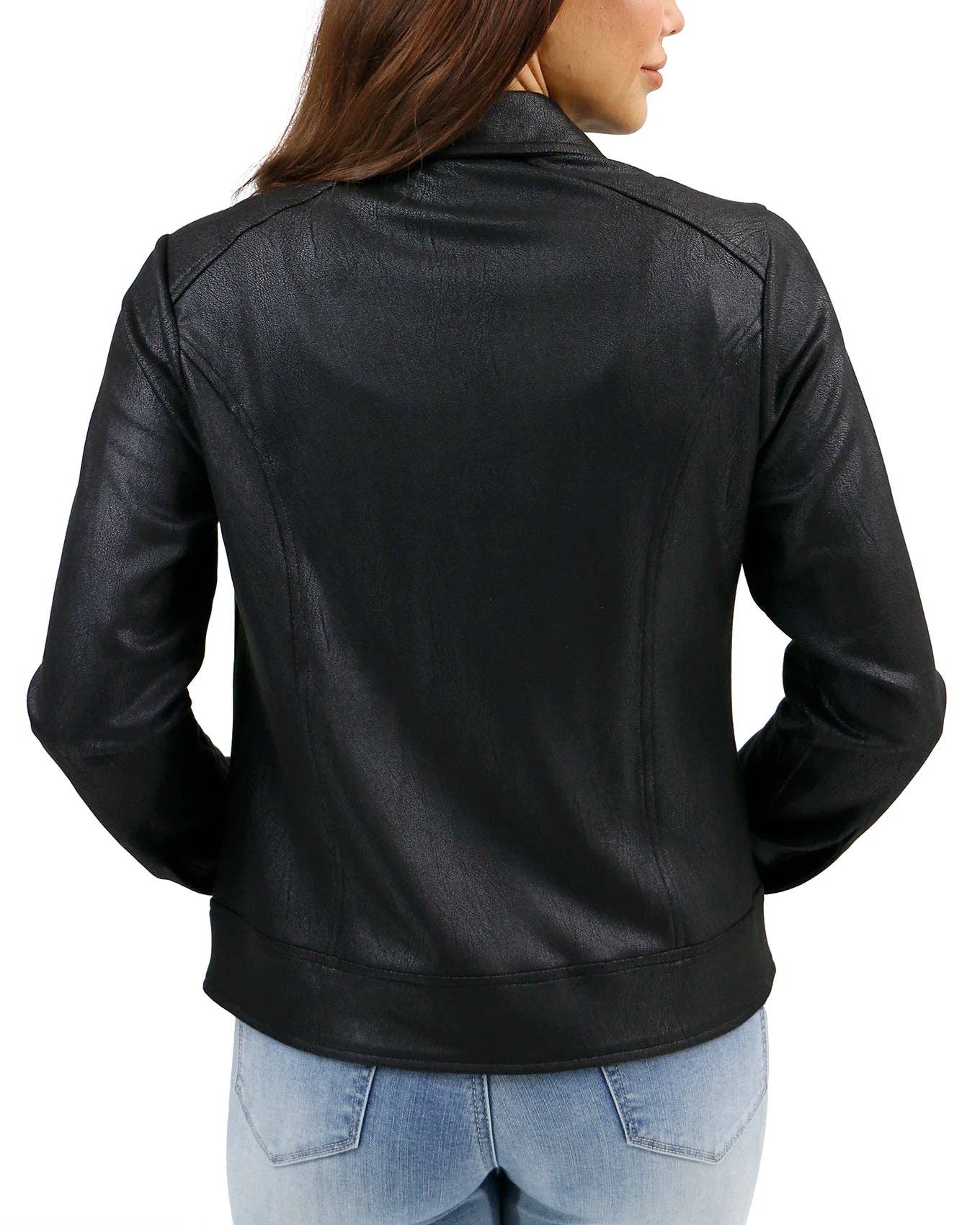 Lightweight Faux Leather Jacket in Black for wholesale on Faire9