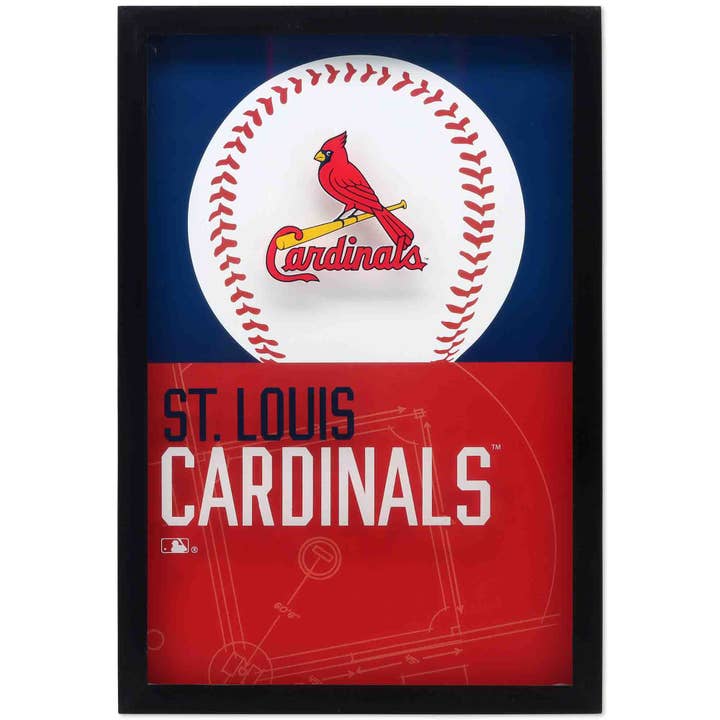 St. Louis Cardinals Logo Baseball & Diamond Glass Sign for wholesale by Open Road Brands, LLC