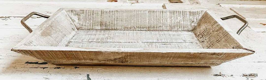 Rustic Farm – wholesale Prydnadsbricka – Träbricka, antikvit, handgjord – 16 cm hög2