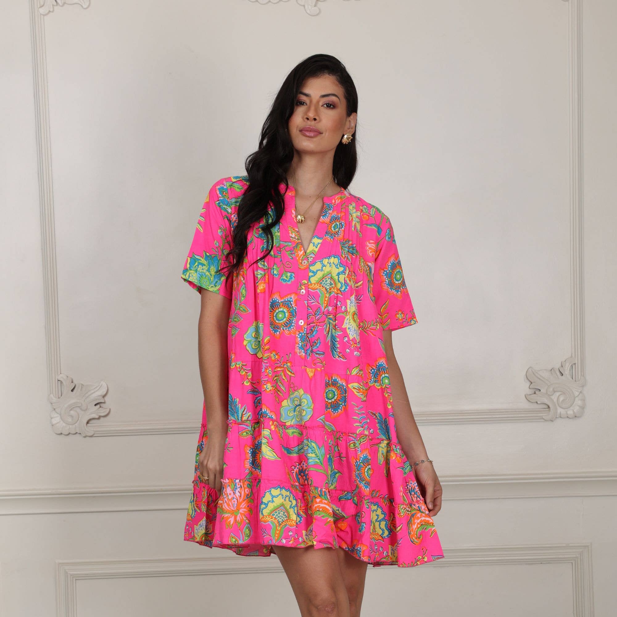 Multicolore Robe à étages à manches courtes 4053 en vente sur Faire4