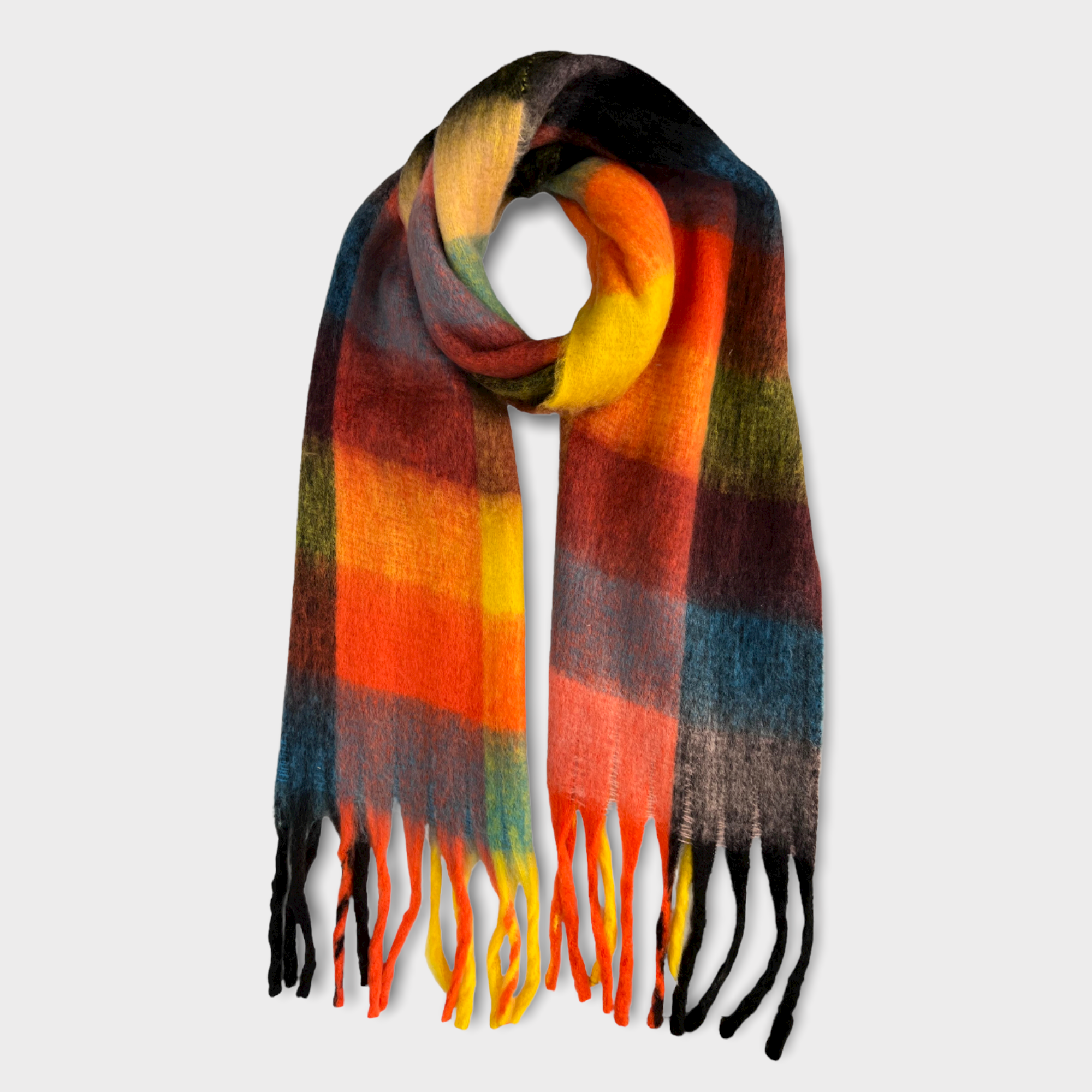 London Scarves - Vendita all'ingrosso Sciarpa - Donna - Sciarpa in morbido tessuto a quadri, 16 colori, rifinita con nappine23