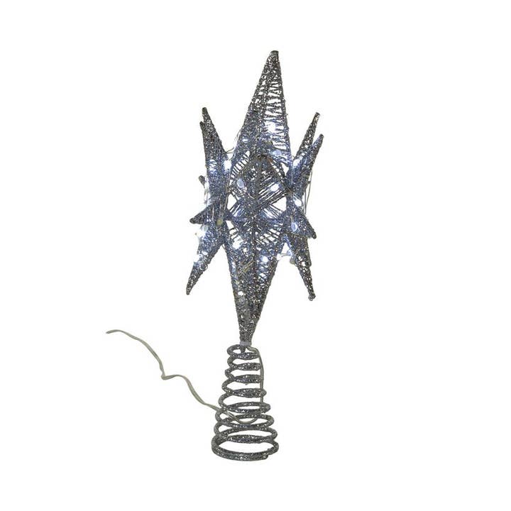 Kurt S. Adler, Inc. - Wholesale Tree Topper - 11"PRELIT LED SILVER STARBURST TREE TOPPER