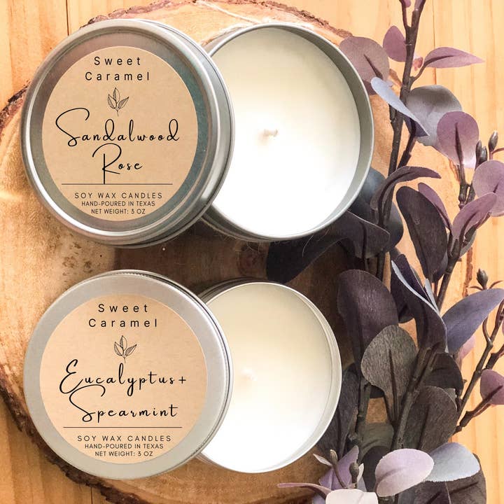 Sweet Caramel Shop - Wholesale Travel Candles - Handmade Soy Candles, 4 oz Candles, Scented, Vegan, Homemade