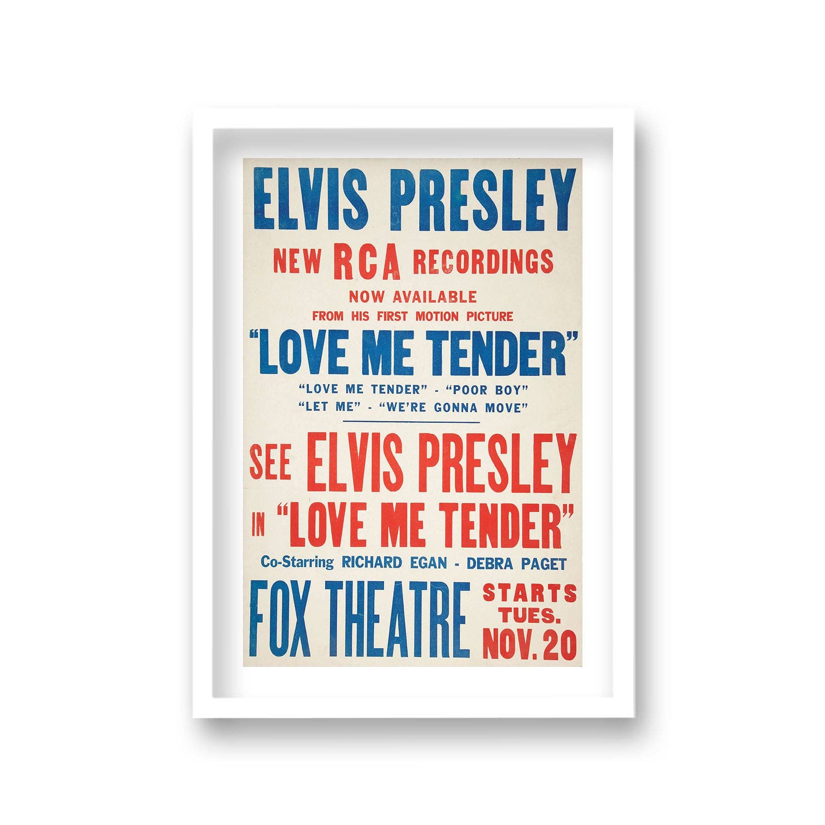 Gallery Print and Art – wholesale Poster – Elvis Presley Love Me Tender Vintage Promotional Poster1