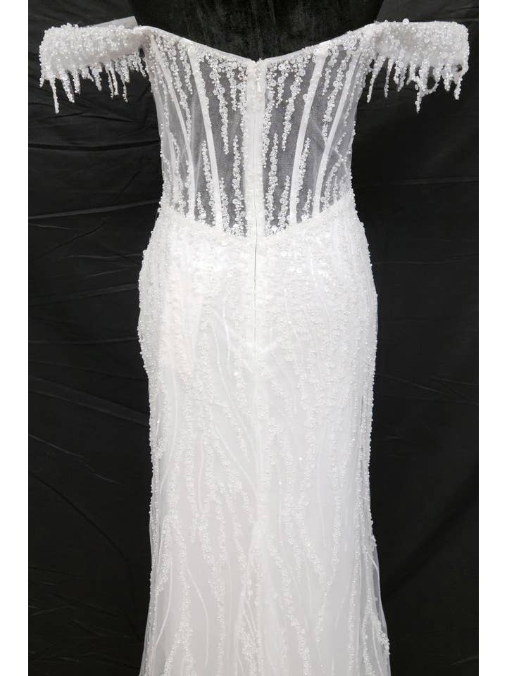 Chicas - Wholesale Gown - Women's - Off the Shoulder Sequin and Bead Long Dress C33146