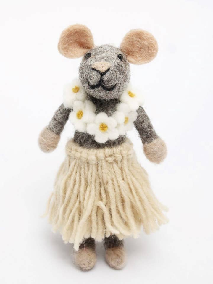 Enfeite feito à mão de lã feltrada 'Hula Mouse Leia' por atacado de cerruti home