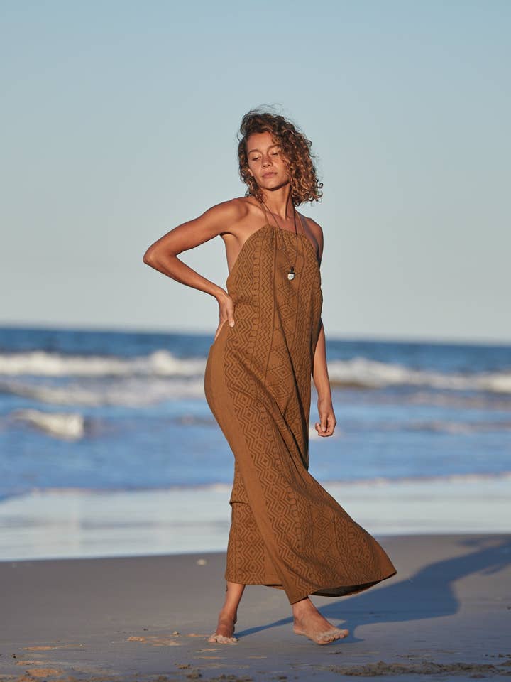 Arya Clothing – Großhandel Kleid – Damen – Tribal-Kleid - Senfgelb4