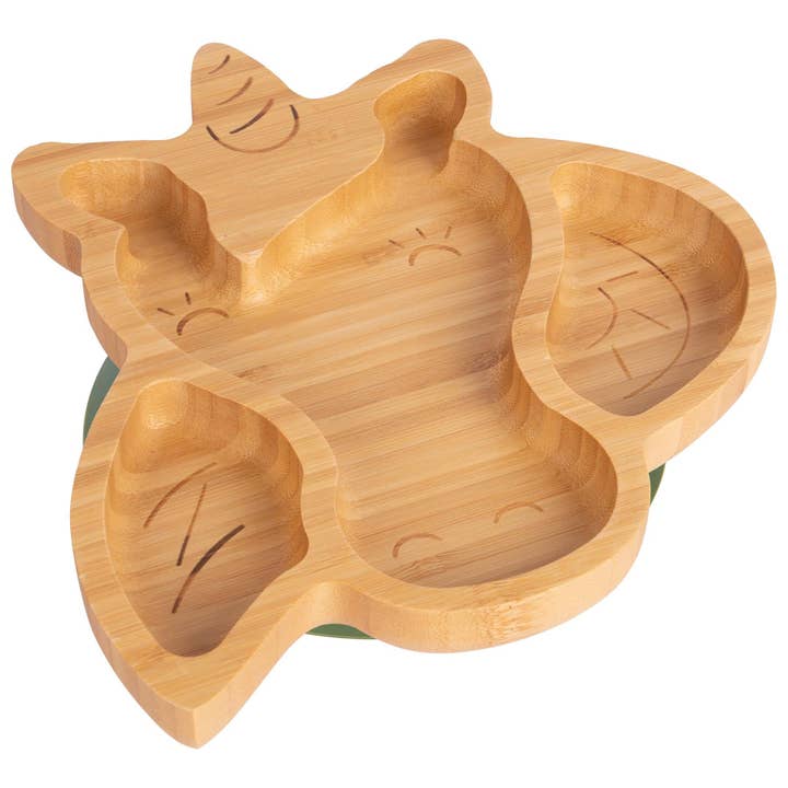 Olive Green Unicorn Bamboo Suction Plate - By Tiny Dining for wholesale by Rinkit Ltd