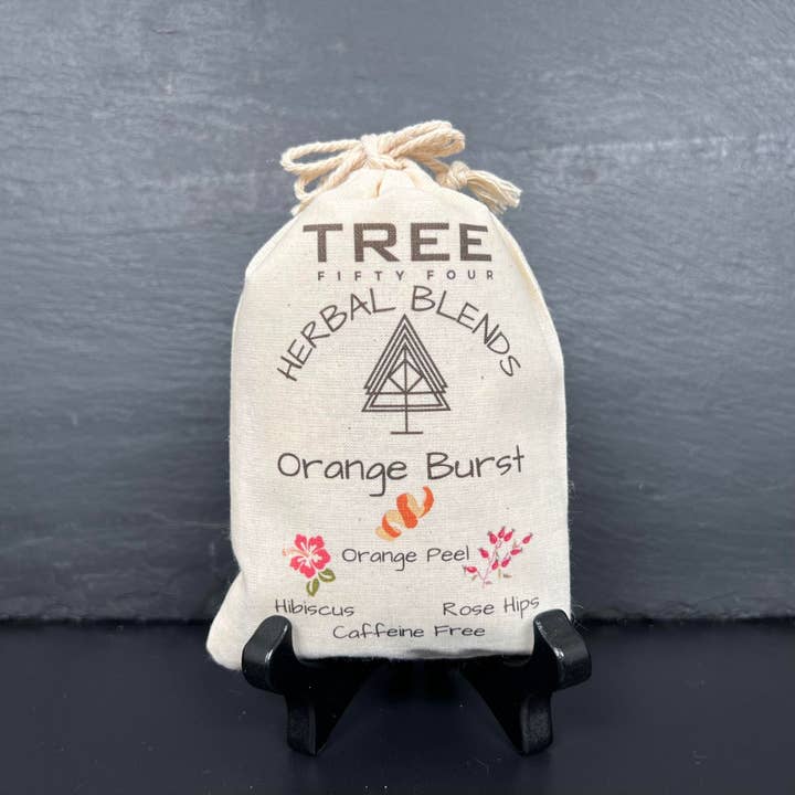 Tree Fifty Four - Wholesale Loose Tea - Orange Burst Herbal Tea Blend 4-Pack Sachet Set | 4" x 6"