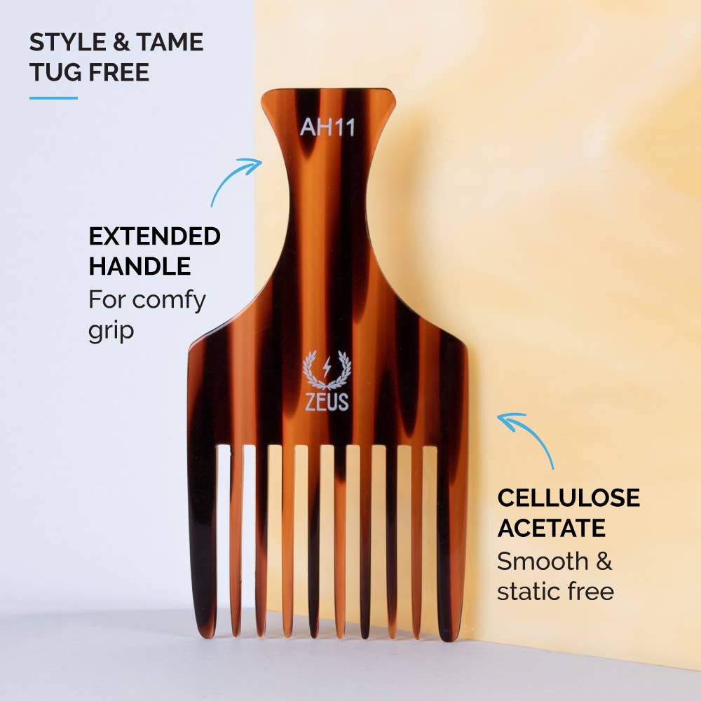 Zeus Beard - Wholesale Hair Brush/Comb - Acetate Beard/Afro Pick, 5.25”1