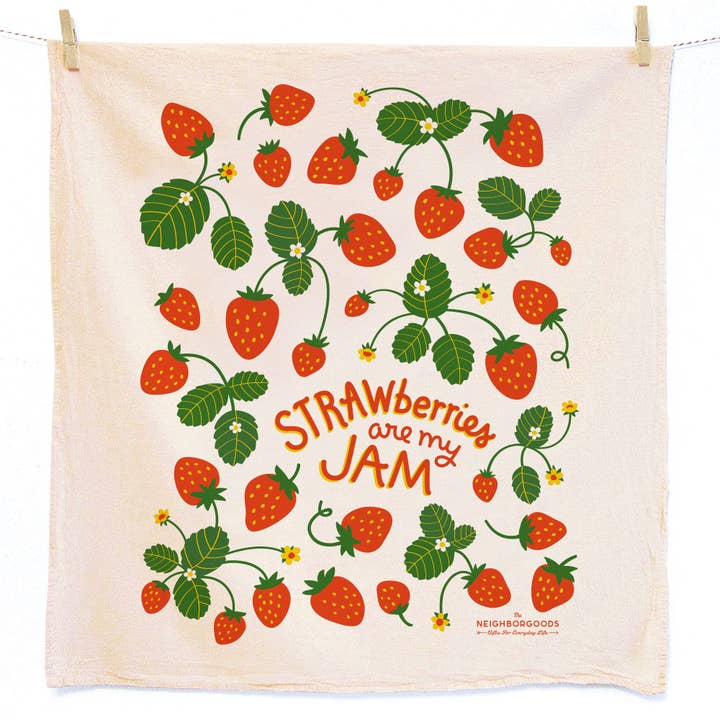 The Neighborgoods - Wholesale Tea Towel - MARI BERRY (Marigold, Strawberry) - Tea Towel Set of 2