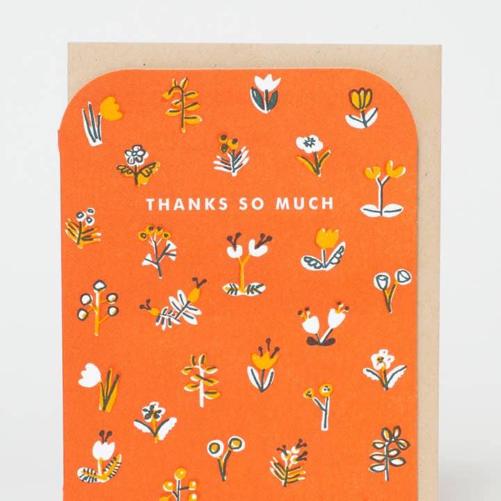 Egg Press Manufacturing - Wholesale Thank You Card - Thank You Little Flowers Letterpress Greeting Card by Egg Press