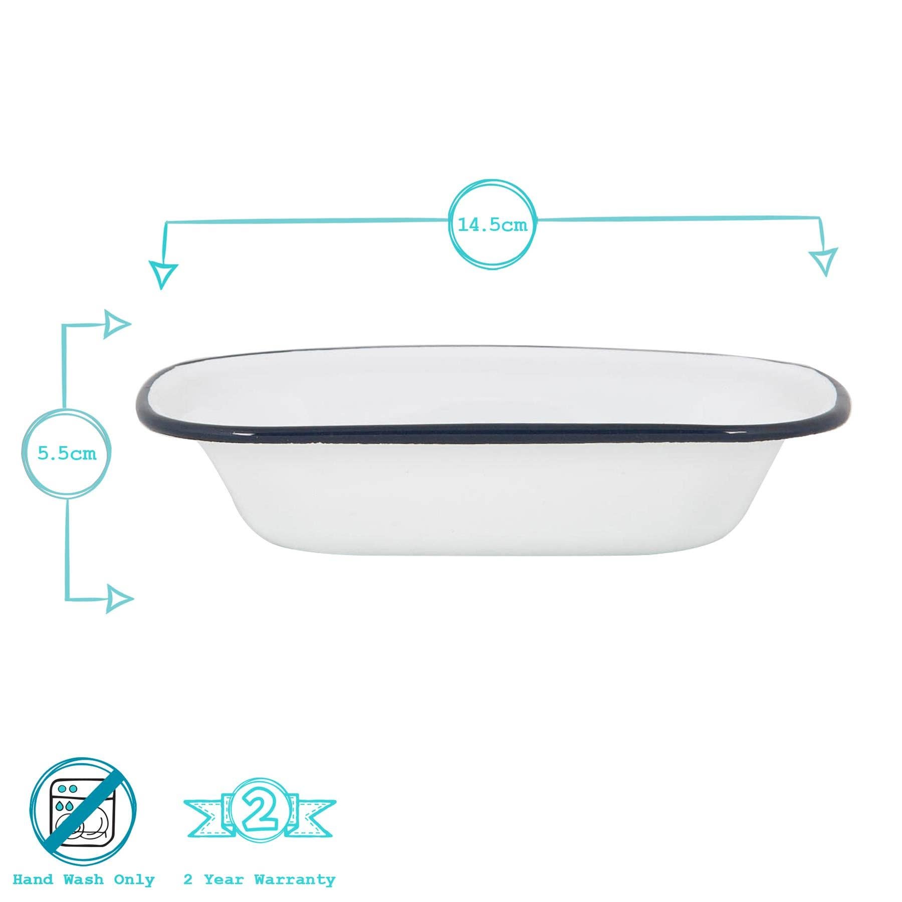 Rinkit Pty Ltd - Wholesale Dish - White Enamel Pie Dish - 20cm - Navy5