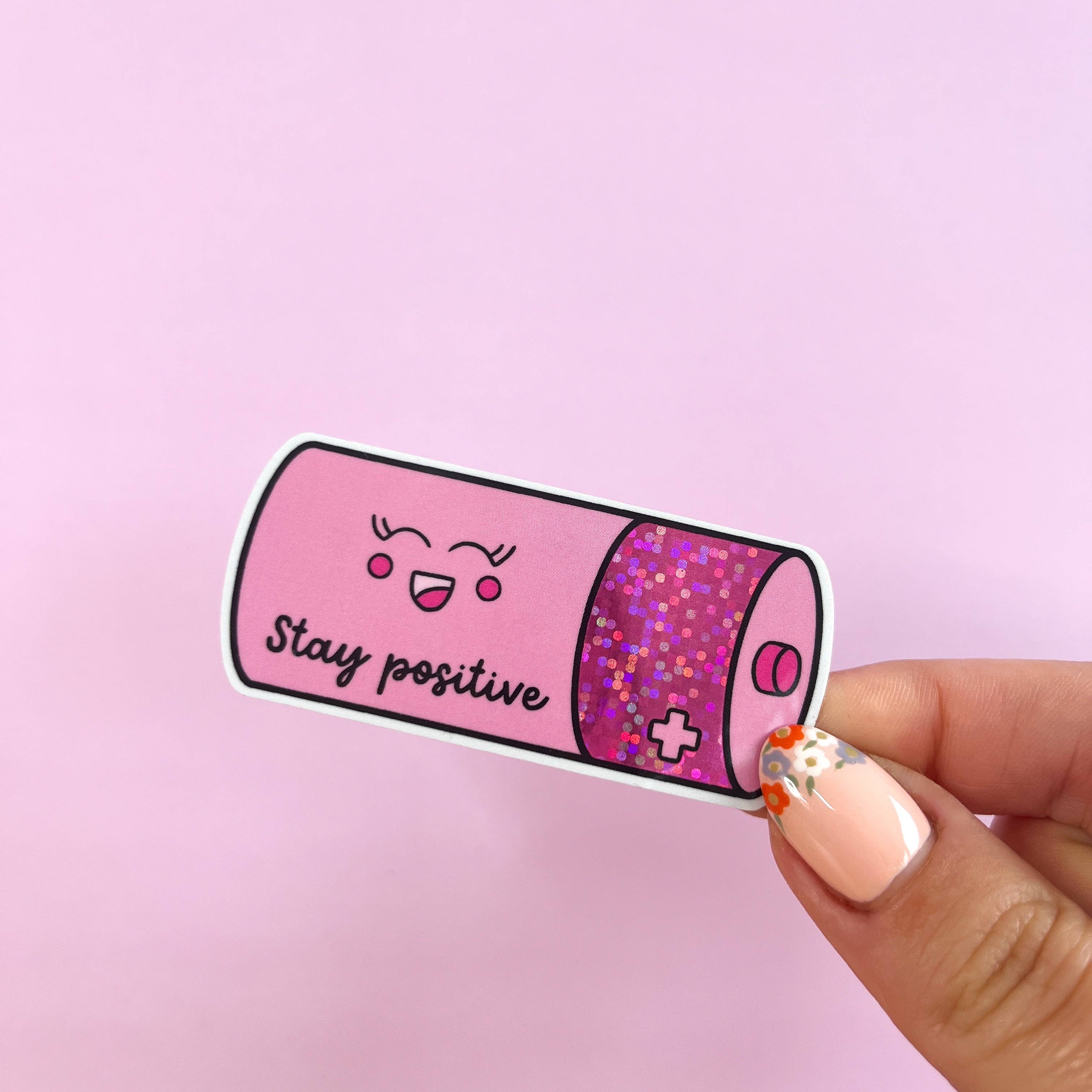 Sunshine Lane - Wholesale Sticker - Stay Positive Glitter Sticker1