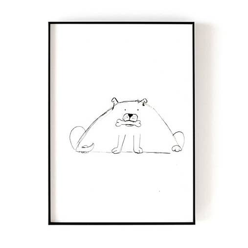 Kunstdruck --- Hund mit Knochen für den Großhandel von Chloe & Helen