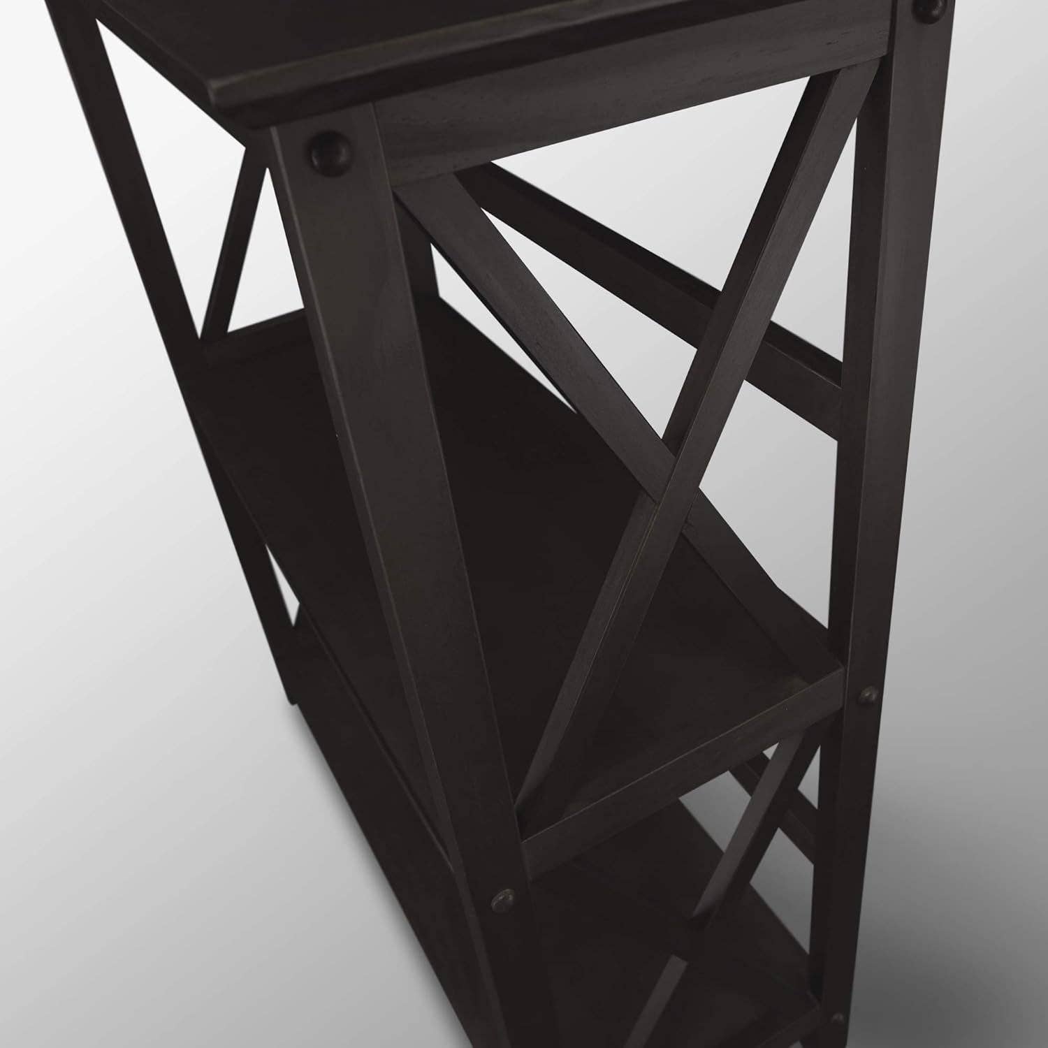 Montego 3 Shelf Bookcase Black Solid Wood Construction for wholesale on Faire5