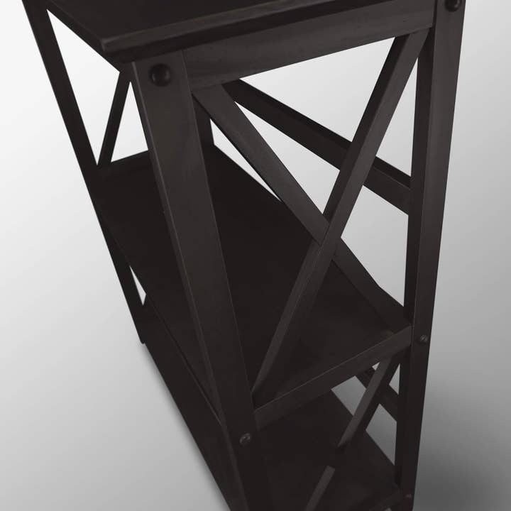 Montego 3 Shelf Bookcase Black Solid Wood Construction for wholesale on Faire5