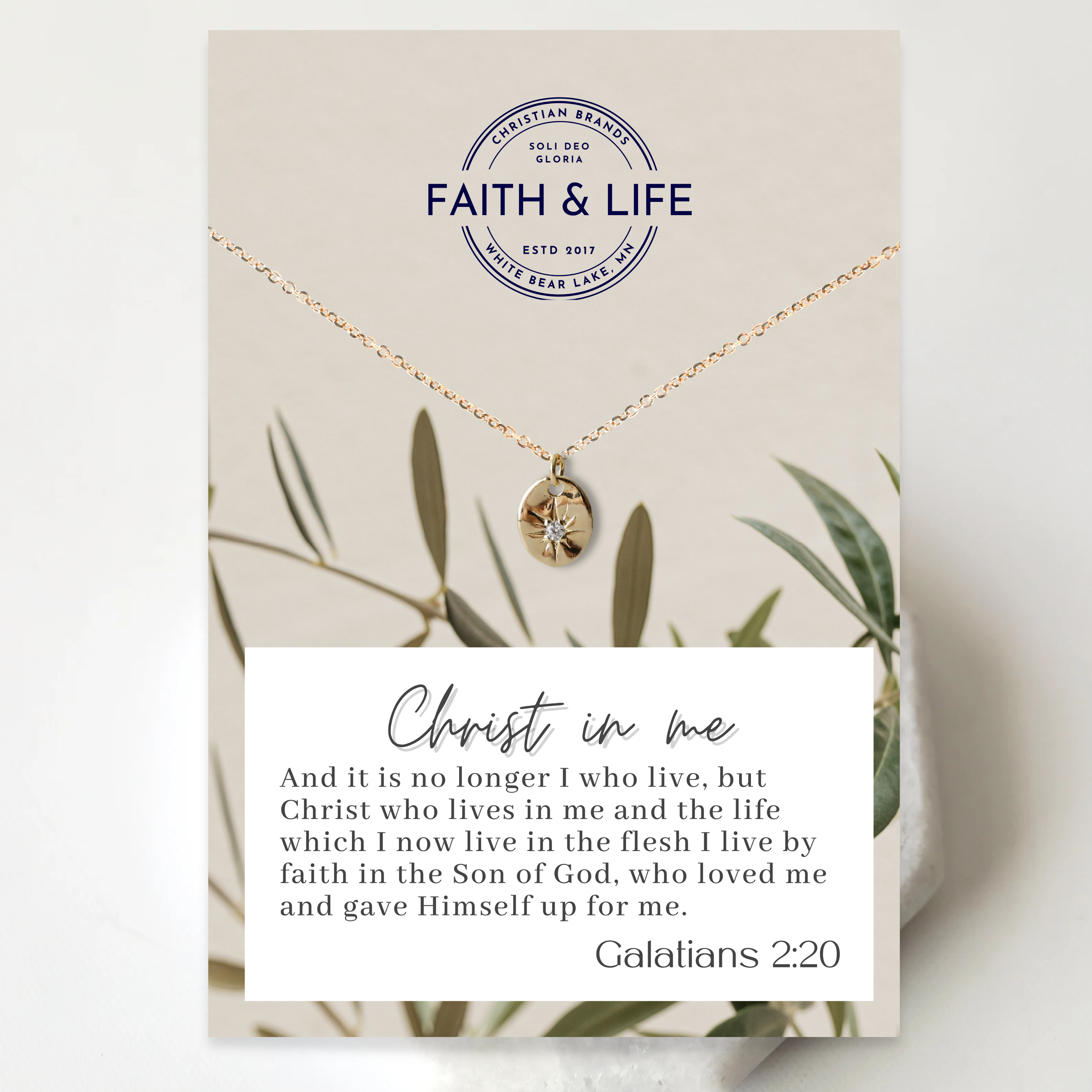 Faith & Life Christian Brands – wholesale Pendant/charm necklace – "Christ In Me" 14k Gold Cubic Zirconia Christian Necklace1