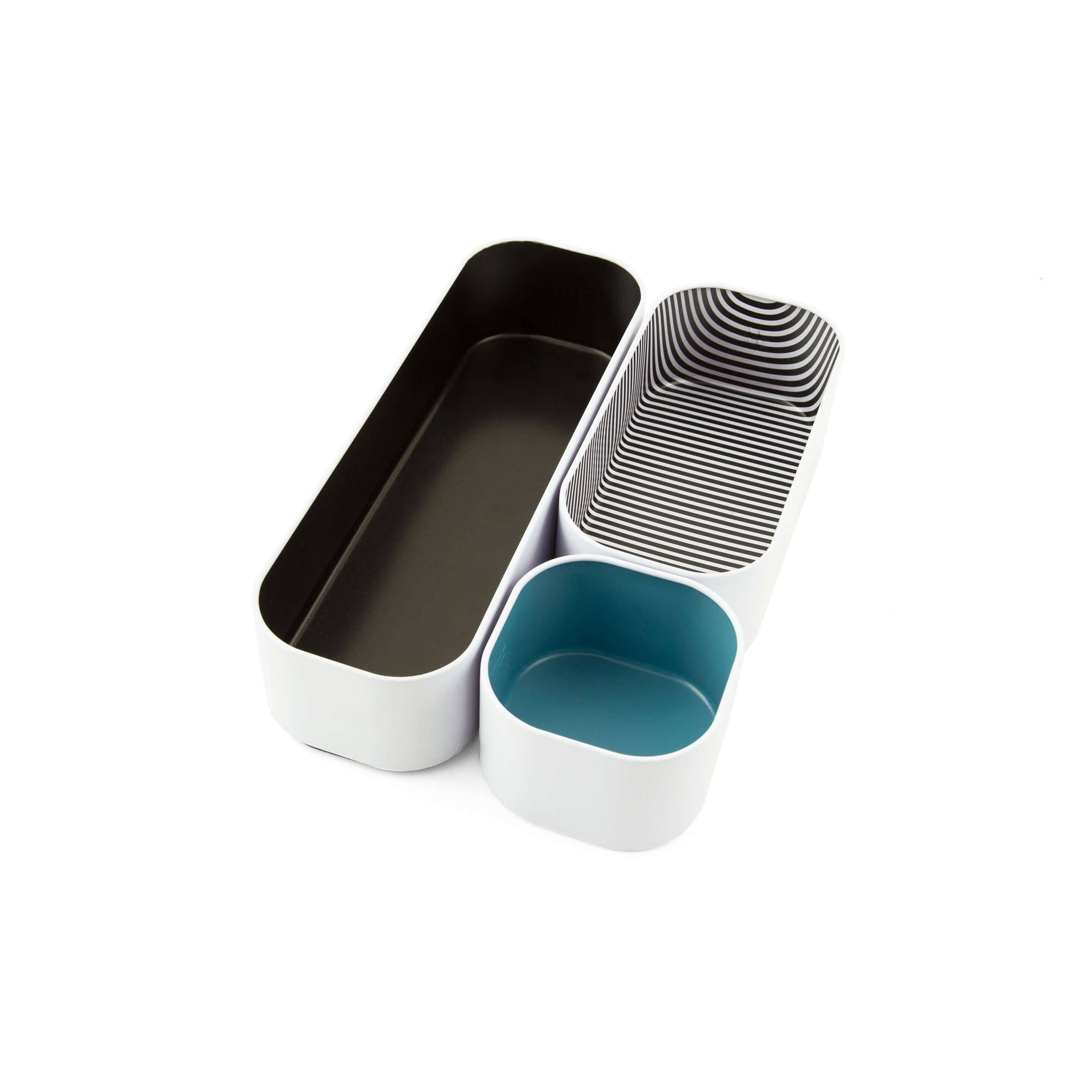 Three by Three Seattle - Wholesale Drawer Organizer - metal stacking bins + drawer organizers sets of 3 small 2"3