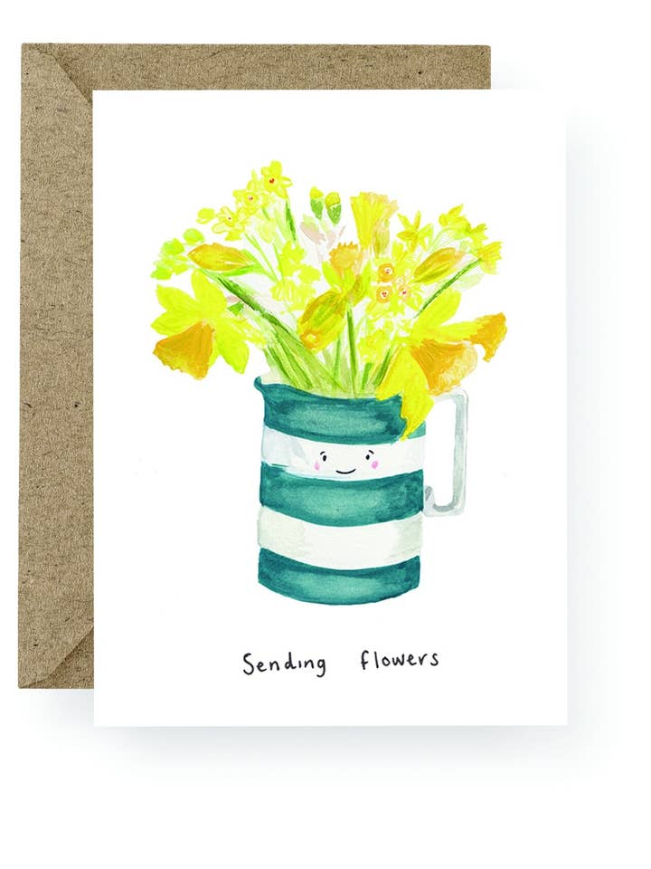 WS55 Sending Flowers Daffodil Jug Greeting Card for wholesale by Western Sketch
