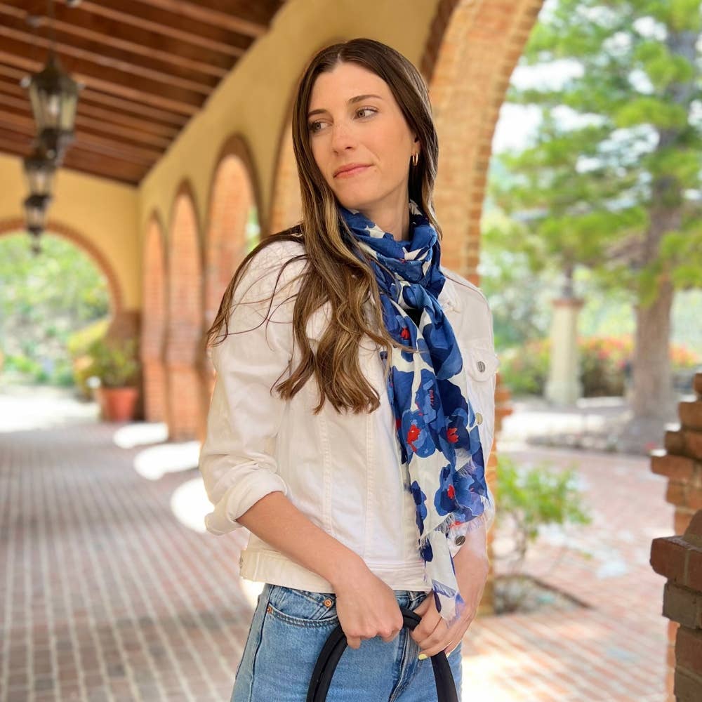 Humble Hilo – Cachecol - Mulher por atacado – Lenço Humble Hilo com arte de papoulas vetoriais4